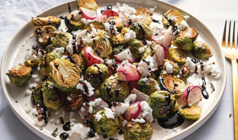 Brussels Sprouts & Radishes with Feta and Balsamic Reduction